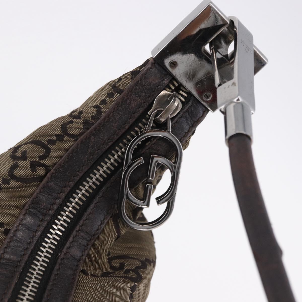 GUCCI GG Canvas Shoulder Bag Brown Silver 001 3814 3754 Auth BA14420