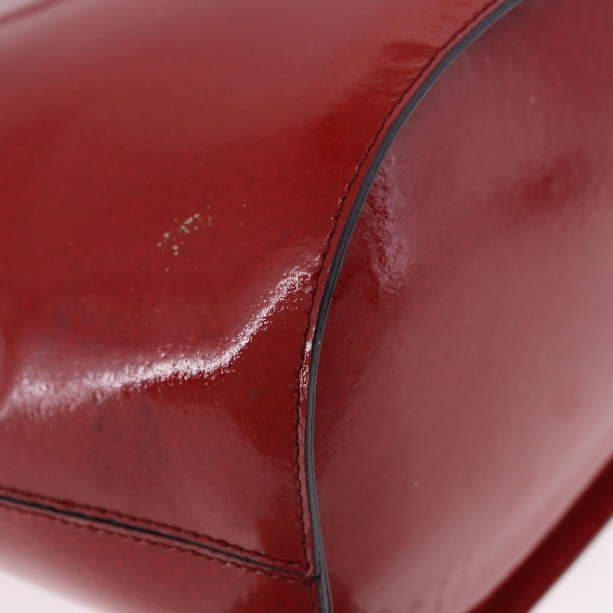 CELINE Shoulder Bag Patent leather Red Gold Auth BA14422A