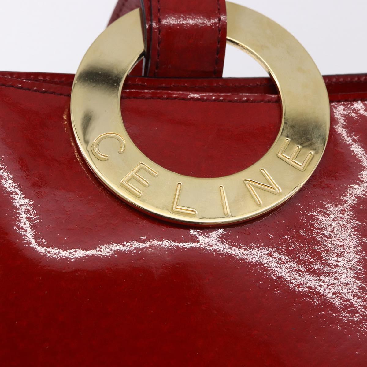 CELINE Shoulder Bag Patent leather Red Gold Auth BA14422A