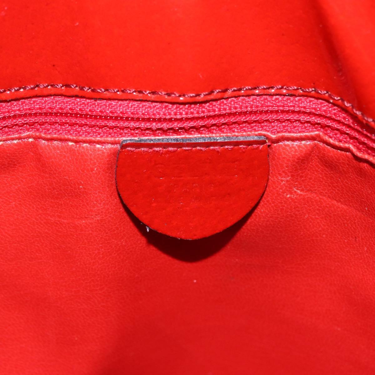 CELINE Shoulder Bag Patent leather Red Gold Auth BA14422A
