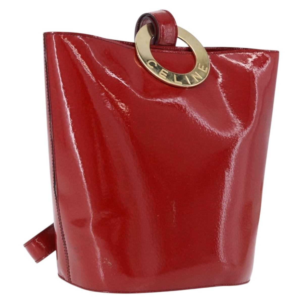 CELINE Shoulder Bag Patent leather Red Gold Auth BA14422A