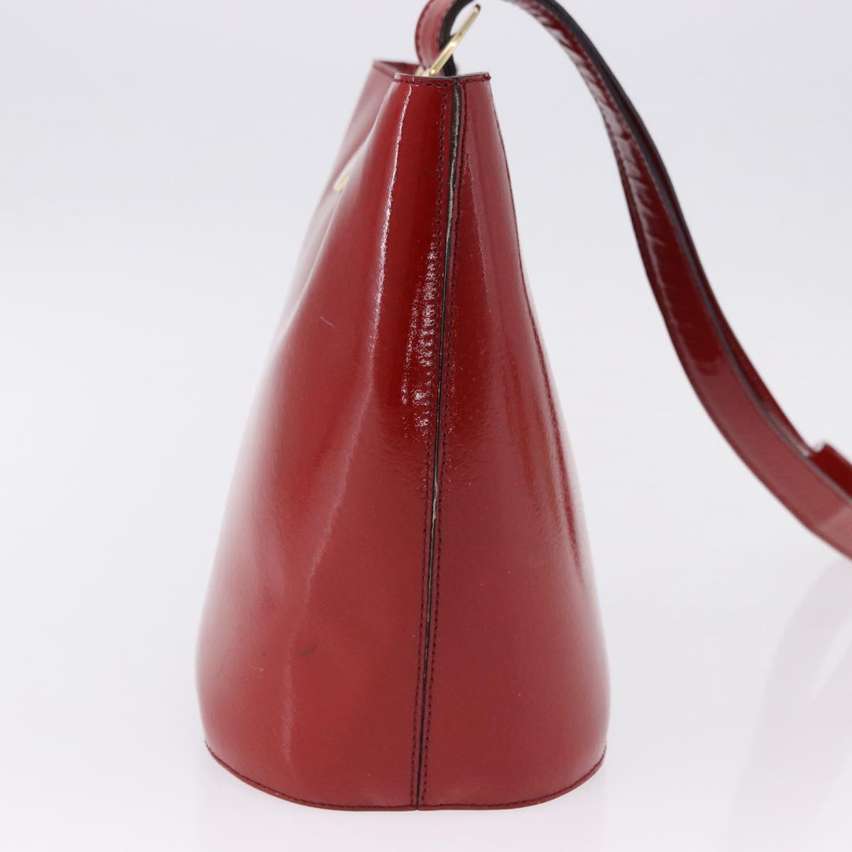 CELINE Shoulder Bag Patent leather Red Gold Auth BA14422A