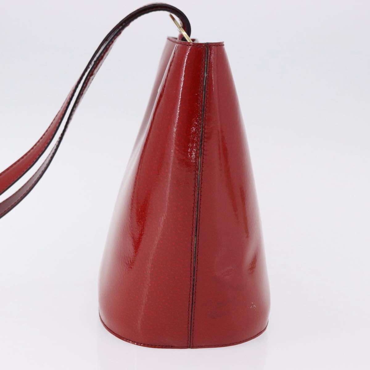 CELINE Shoulder Bag Patent leather Red Gold Auth BA14422A