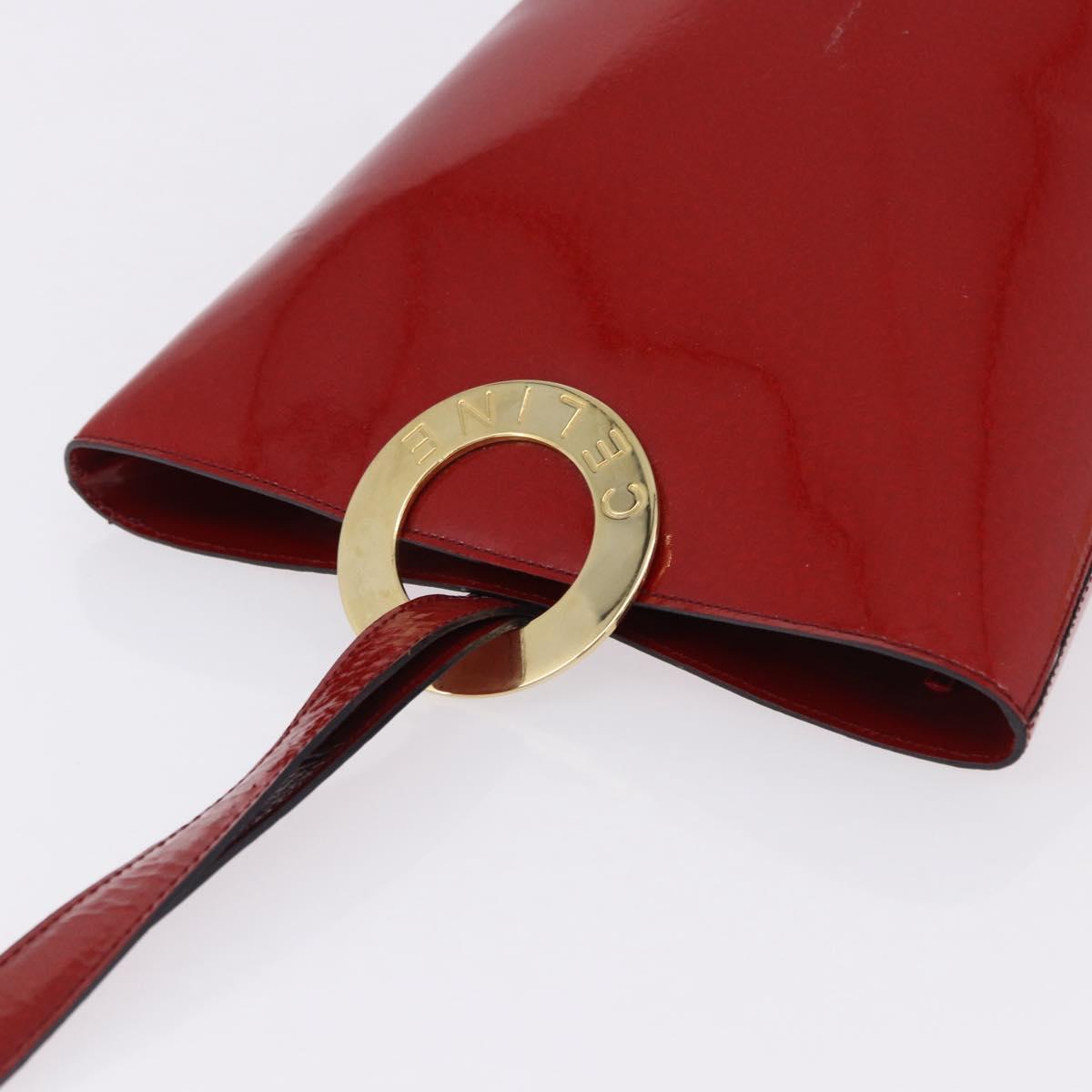CELINE Shoulder Bag Patent leather Red Gold Auth BA14422A