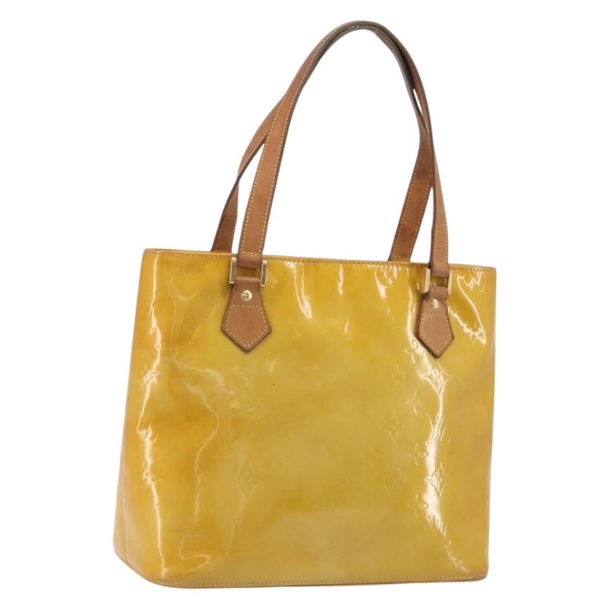 LOUIS VUITTON Monogram Vernis Houston Hand Bag Beige M91004 LV Auth BA14423