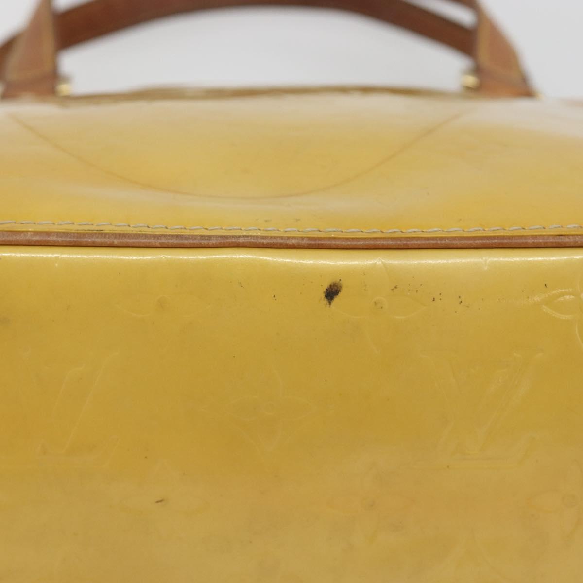 LOUIS VUITTON Monogram Vernis Houston Hand Bag Beige M91004 LV Auth BA14423