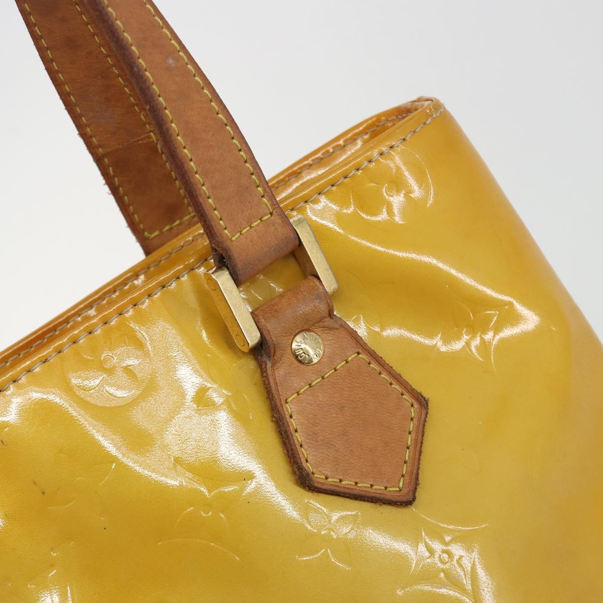 LOUIS VUITTON Monogram Vernis Houston Hand Bag Beige M91004 LV Auth BA14423