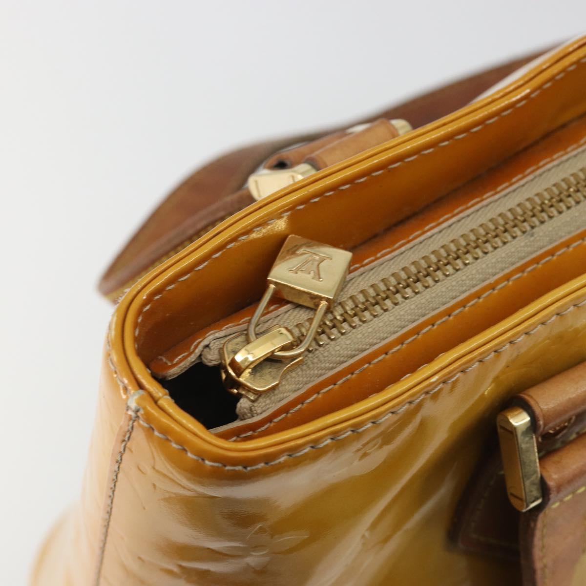 LOUIS VUITTON Monogram Vernis Houston Hand Bag Beige M91004 LV Auth BA14423