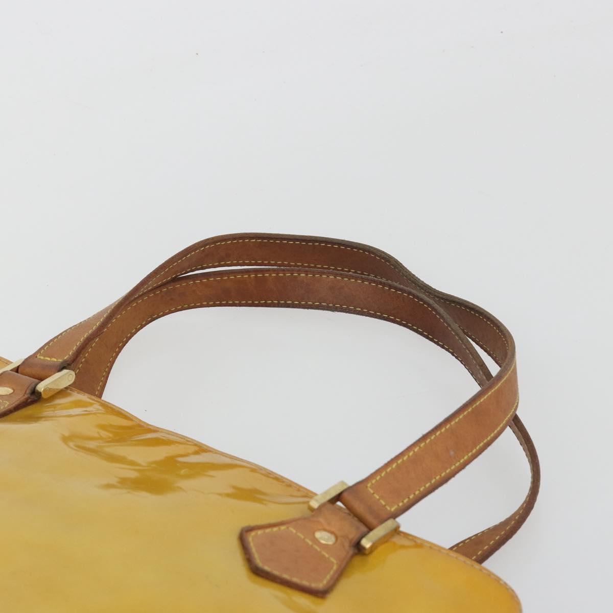 LOUIS VUITTON Monogram Vernis Houston Hand Bag Beige M91004 LV Auth BA14423