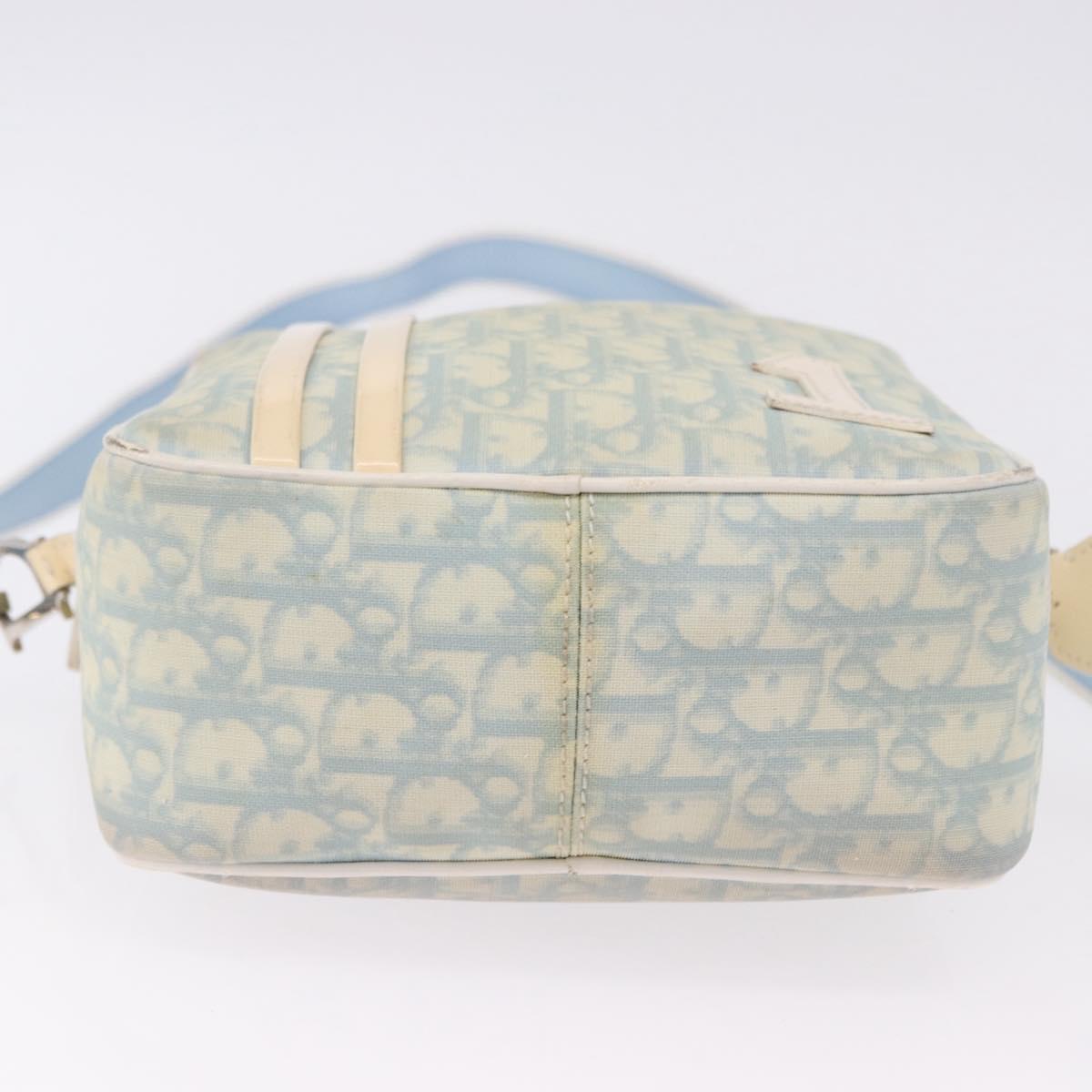 Christian Dior Trotter Canvas Shoulder Bag PVC Light Blue Silver Auth BA14424