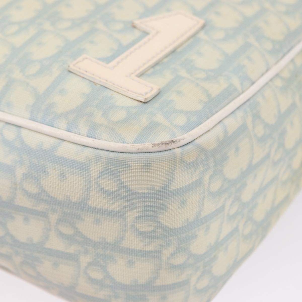 Christian Dior Trotter Canvas Shoulder Bag PVC Light Blue Silver Auth BA14424