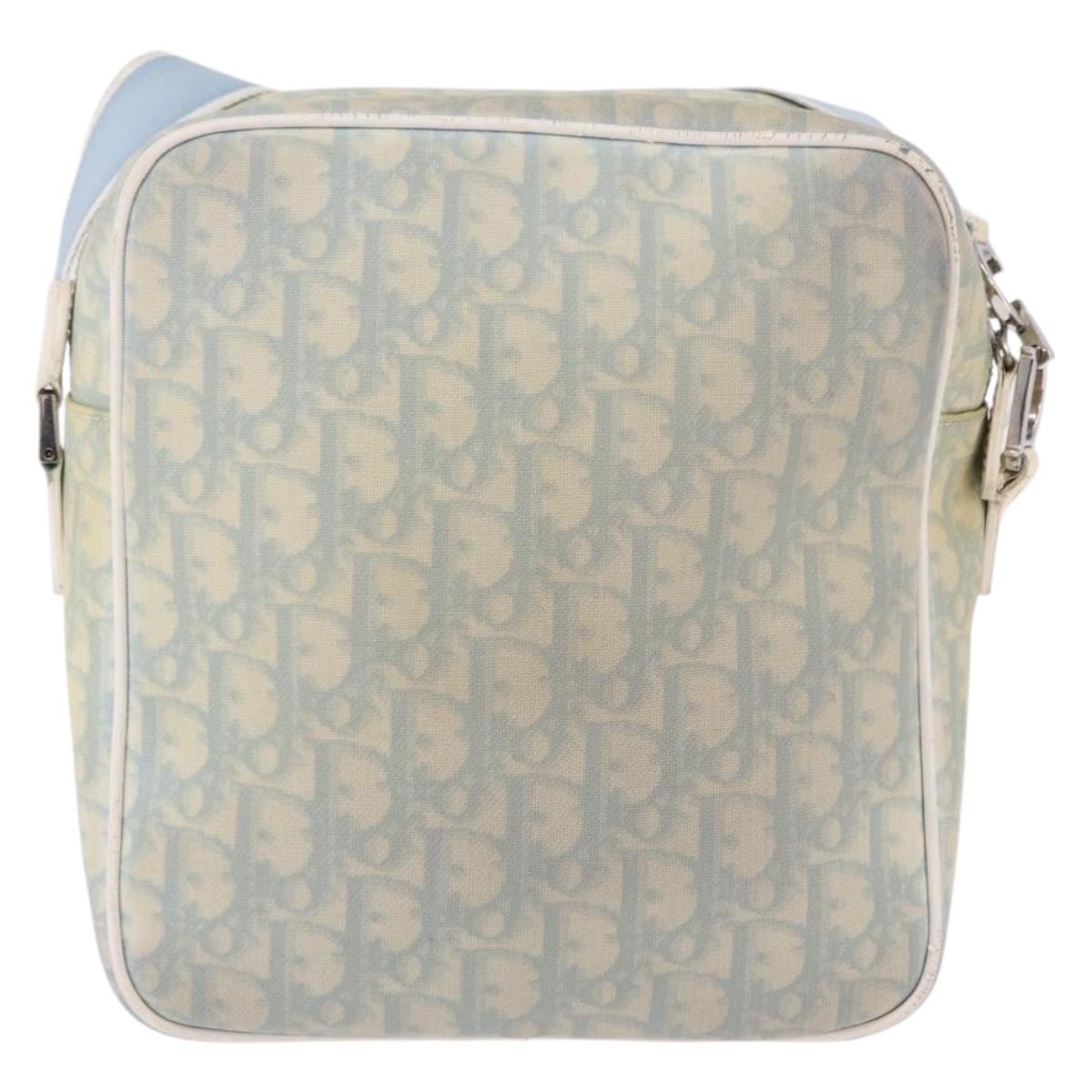 Christian Dior Trotter Canvas Shoulder Bag PVC Light Blue Silver Auth BA14424