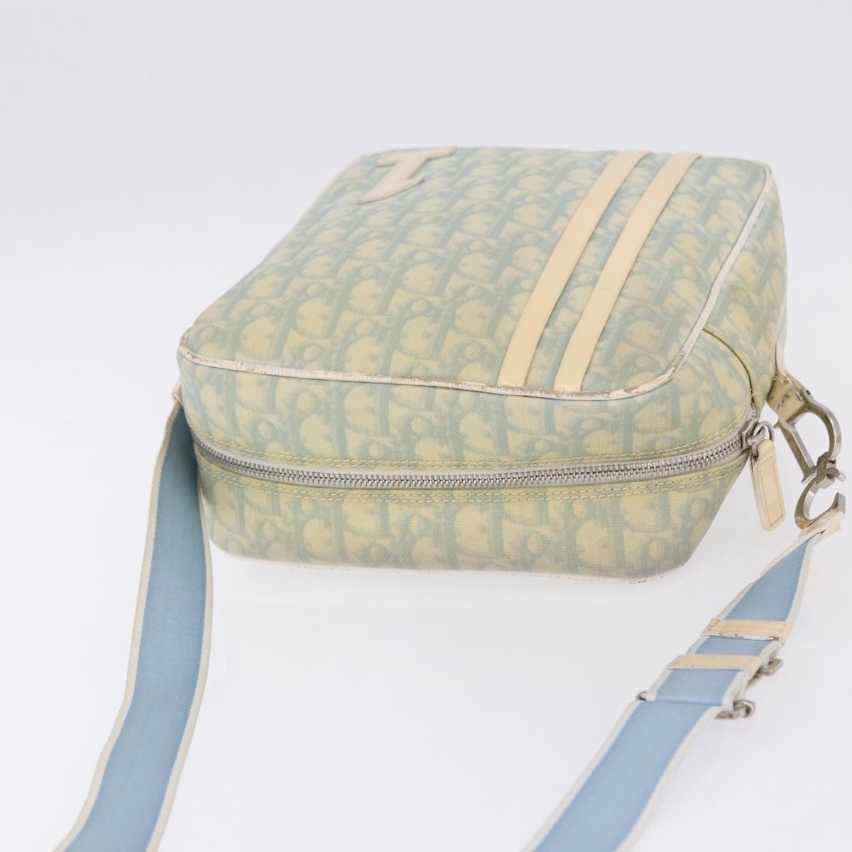 Christian Dior Trotter Canvas Shoulder Bag PVC Light Blue Silver Auth BA14424