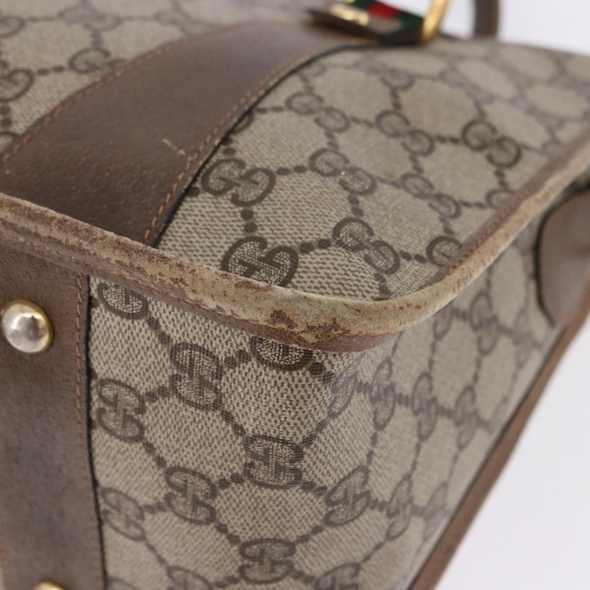 GUCCI GG Supreme Web Sherry Line Hand Bag PVC Beige Gold 41 02 039 Auth BA14425