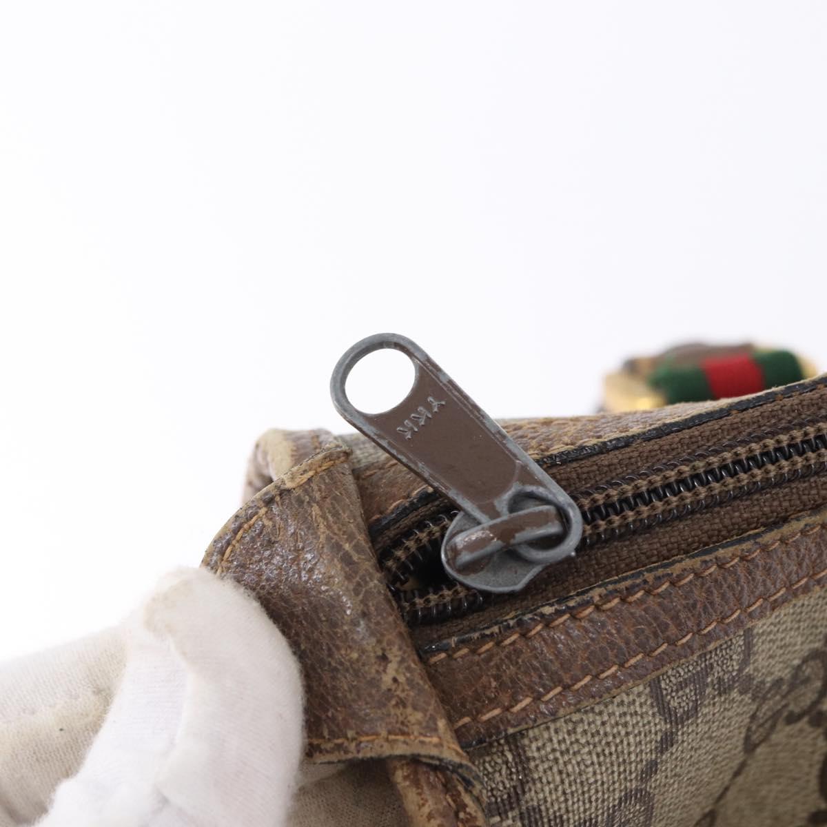 GUCCI GG Supreme Web Sherry Line Hand Bag PVC Beige Gold 41 02 039 Auth BA14425