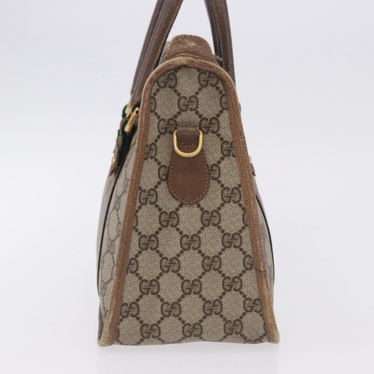 GUCCI GG Supreme Web Sherry Line Hand Bag PVC Beige Gold 41 02 039 Auth BA14425