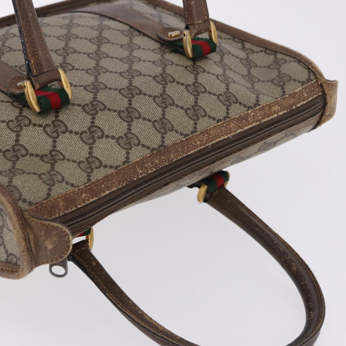 GUCCI GG Supreme Web Sherry Line Hand Bag PVC Beige Gold 41 02 039 Auth BA14425