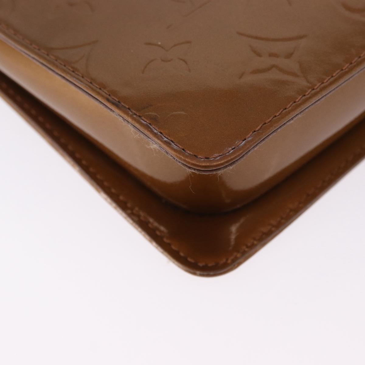 LOUIS VUITTON Monogram Vernis Motto Accessory Pouch Bronze M91138 Auth BA14426