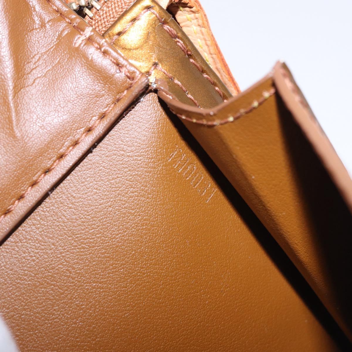 LOUIS VUITTON Monogram Vernis Motto Accessory Pouch Bronze M91138 Auth BA14426