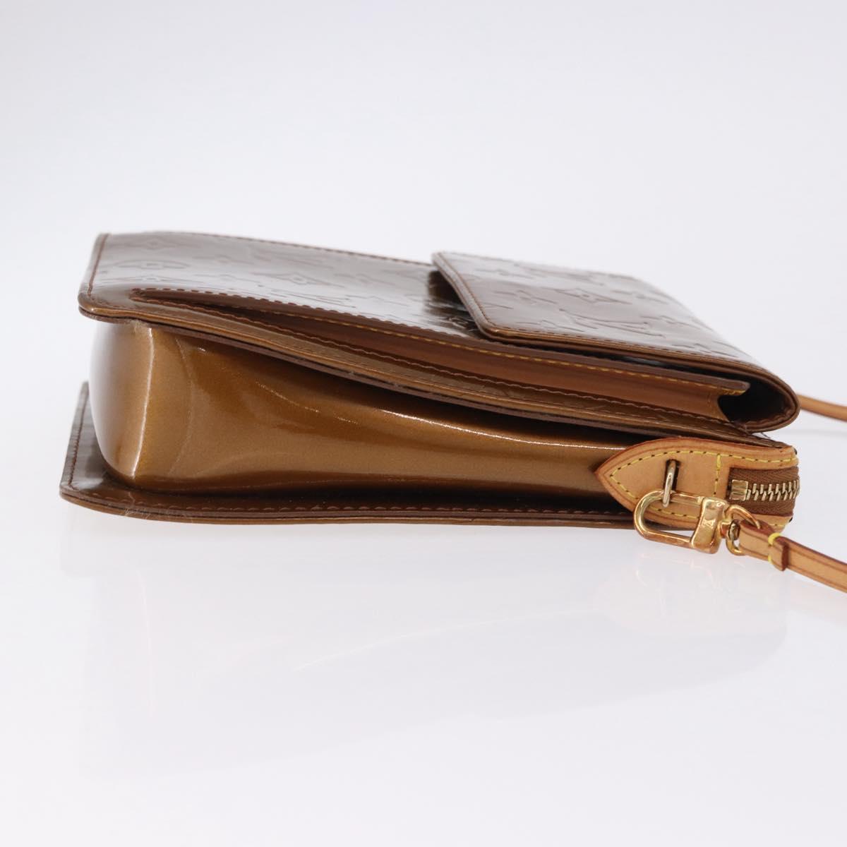 LOUIS VUITTON Monogram Vernis Motto Accessory Pouch Bronze M91138 Auth BA14426