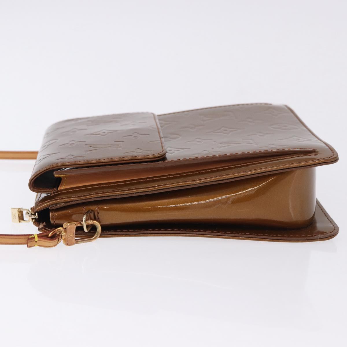 LOUIS VUITTON Monogram Vernis Motto Accessory Pouch Bronze M91138 Auth BA14426