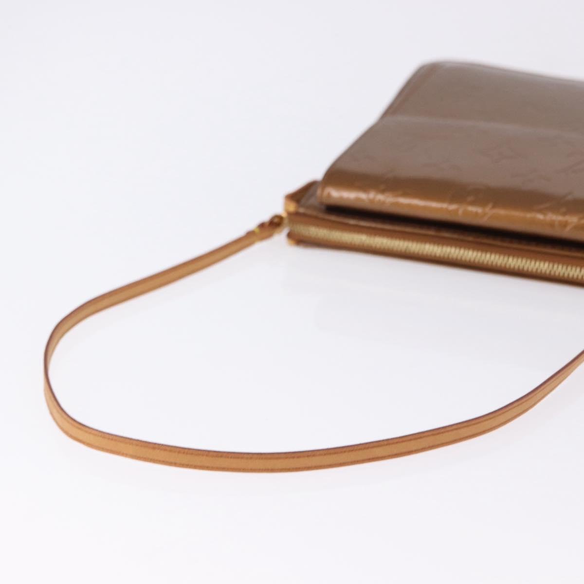LOUIS VUITTON Monogram Vernis Motto Accessory Pouch Bronze M91138 Auth BA14426