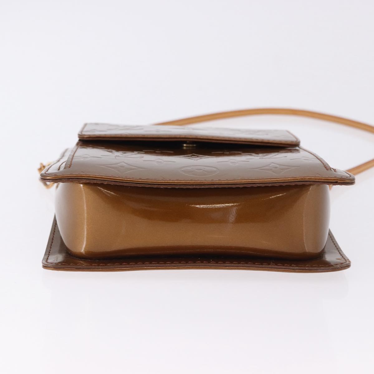 LOUIS VUITTON Monogram Vernis Motto Accessory Pouch Bronze M91138 Auth BA14426