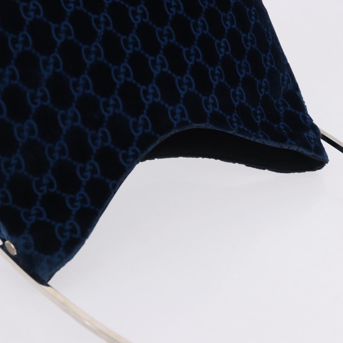 GUCCI GG Supreme Shoulder Bag Suede Blue Silver Auth BA14427A