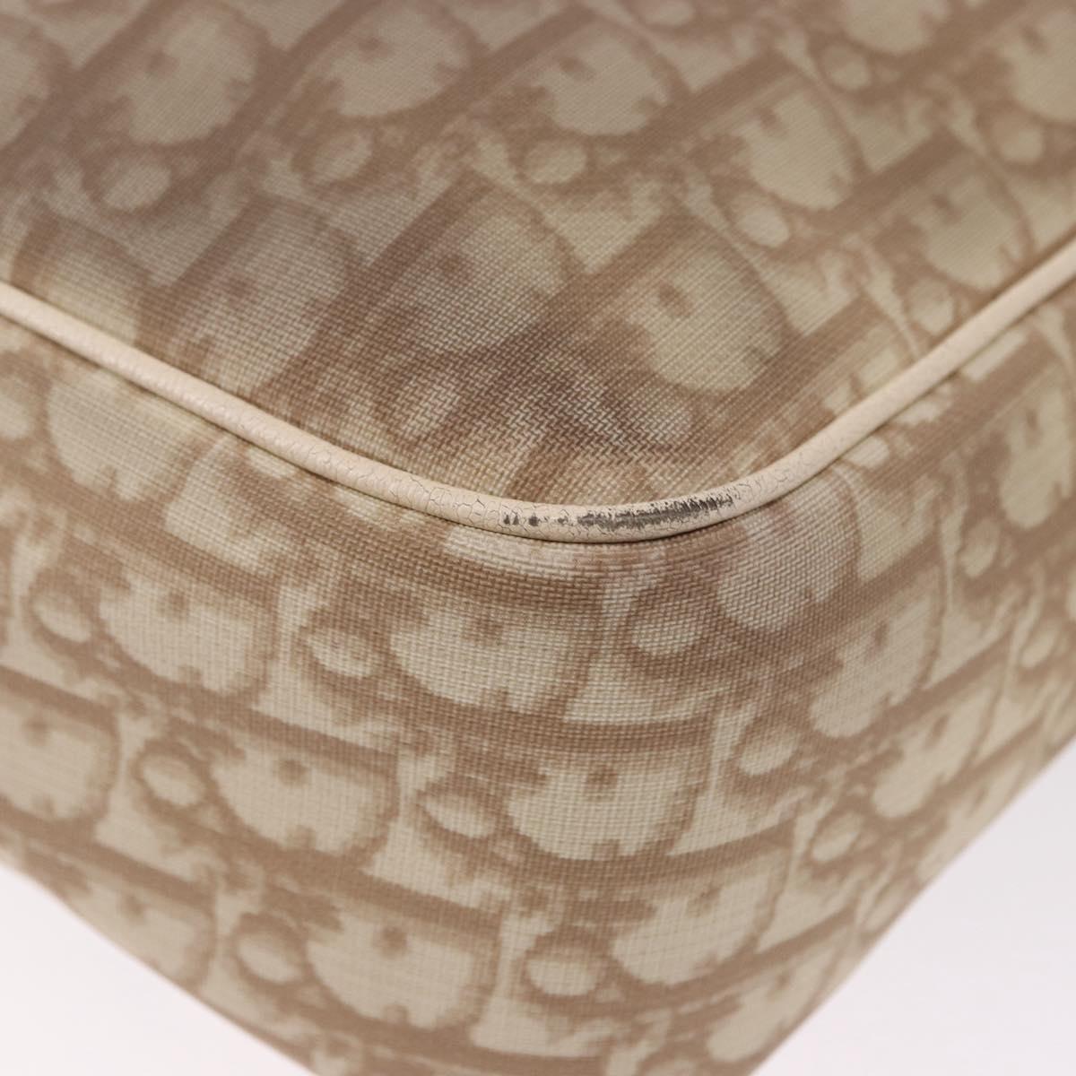 Christian Dior Trotter Canvas Shoulder Bag PVC Beige Silver Auth BA14428