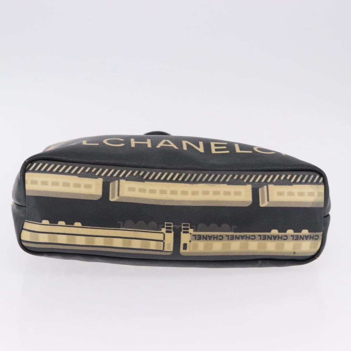 CHANEL Central Station Tote Bag PVC Canvas Black Silver CC Auth BA14429