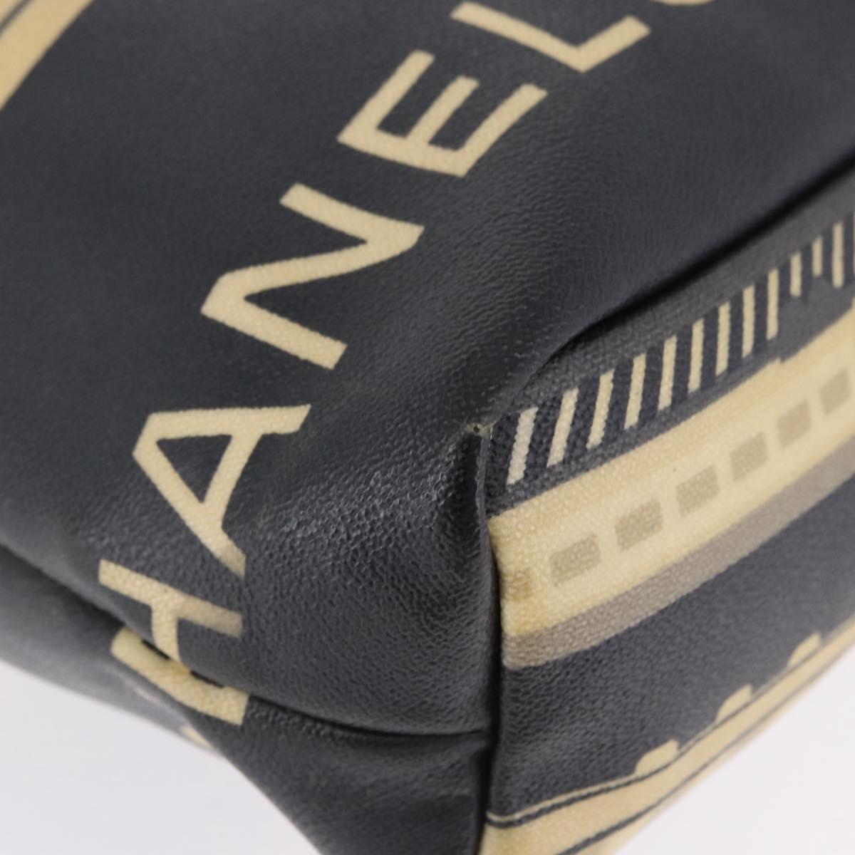 CHANEL Central Station Tote Bag PVC Canvas Black Silver CC Auth BA14429