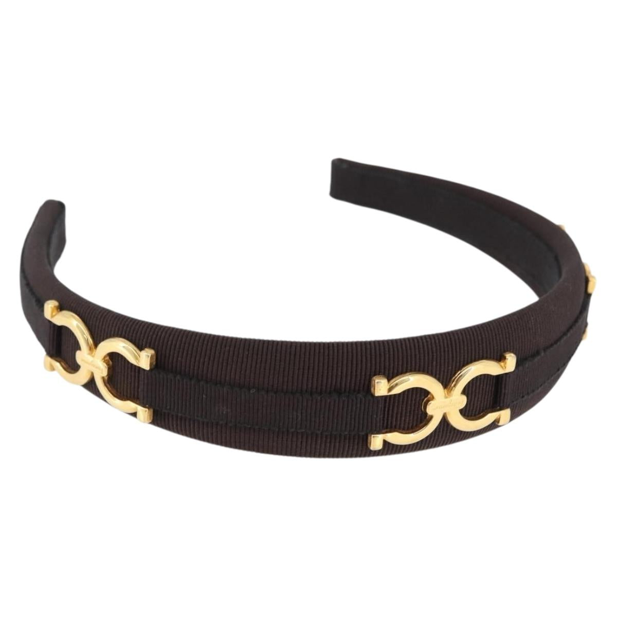 Salvatore Ferragamo Katyusha Hair Clip Canvas Brown Auth BA14430A
