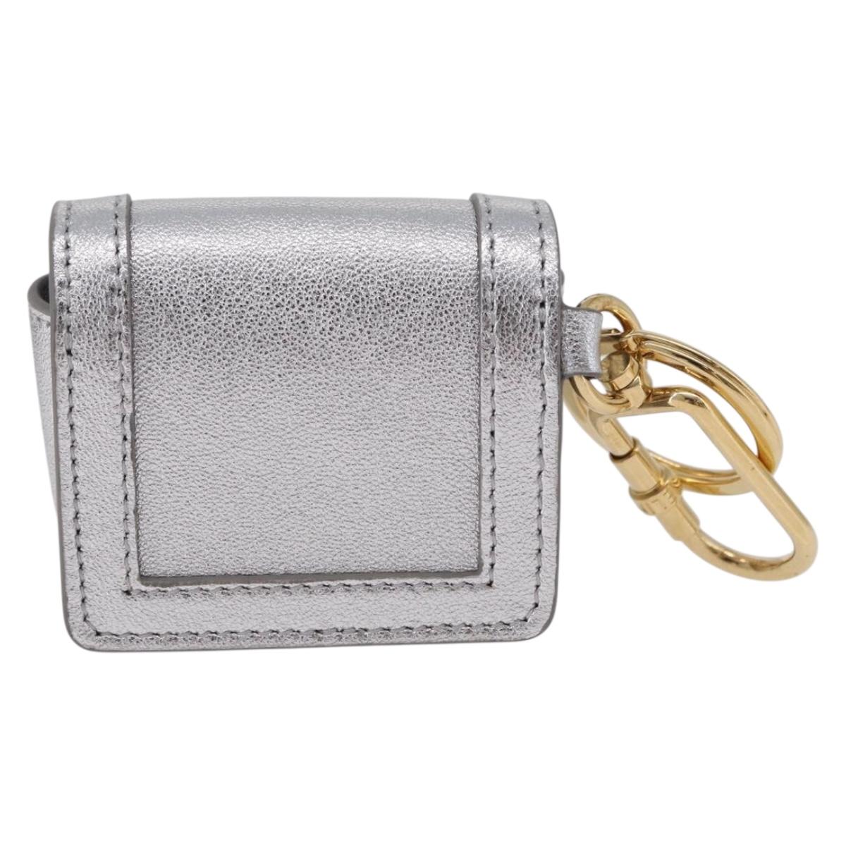 CELINE Case for AirPods Pro Earphone Case Leather Silver Gold Auth BA14434M