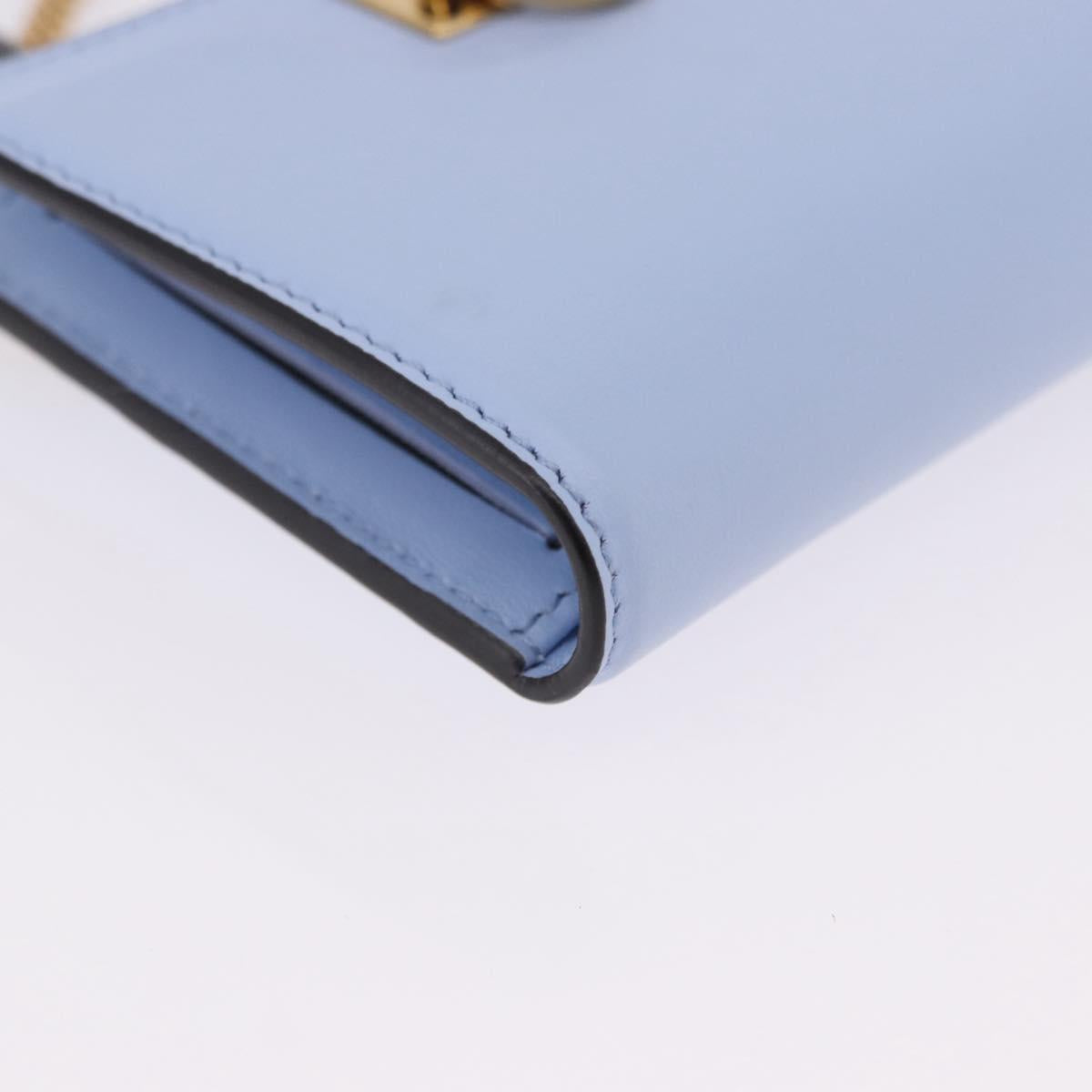 Salvatore Ferragamo Gancini Chain Shoulder Wallet Leather Blue Auth BA14439M