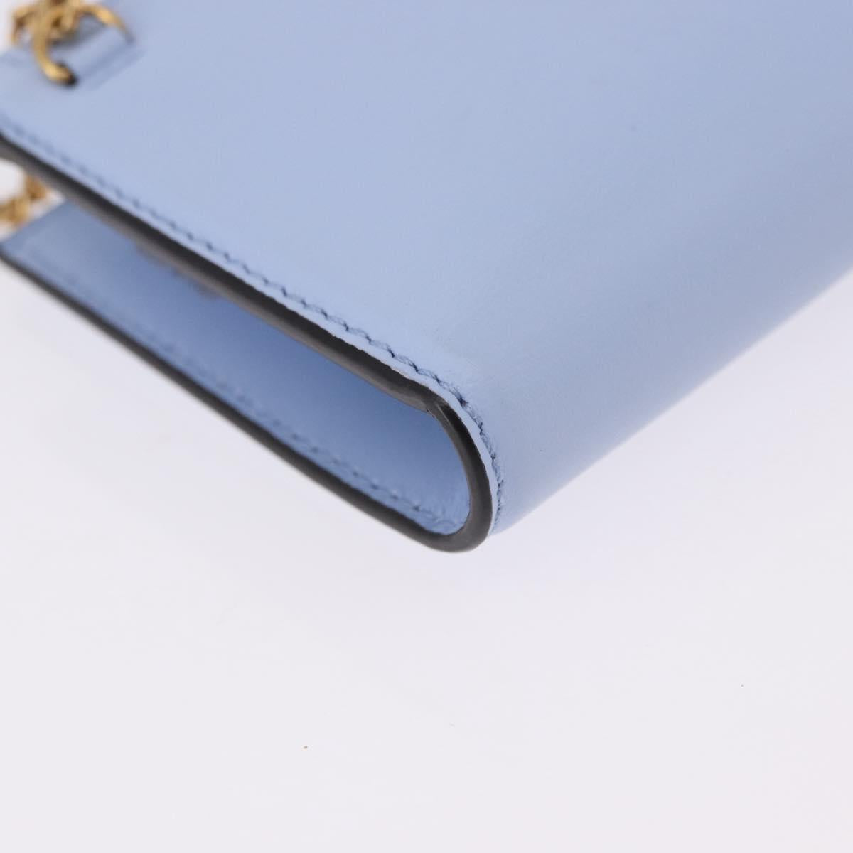 Salvatore Ferragamo Gancini Chain Shoulder Wallet Leather Blue Auth BA14439M