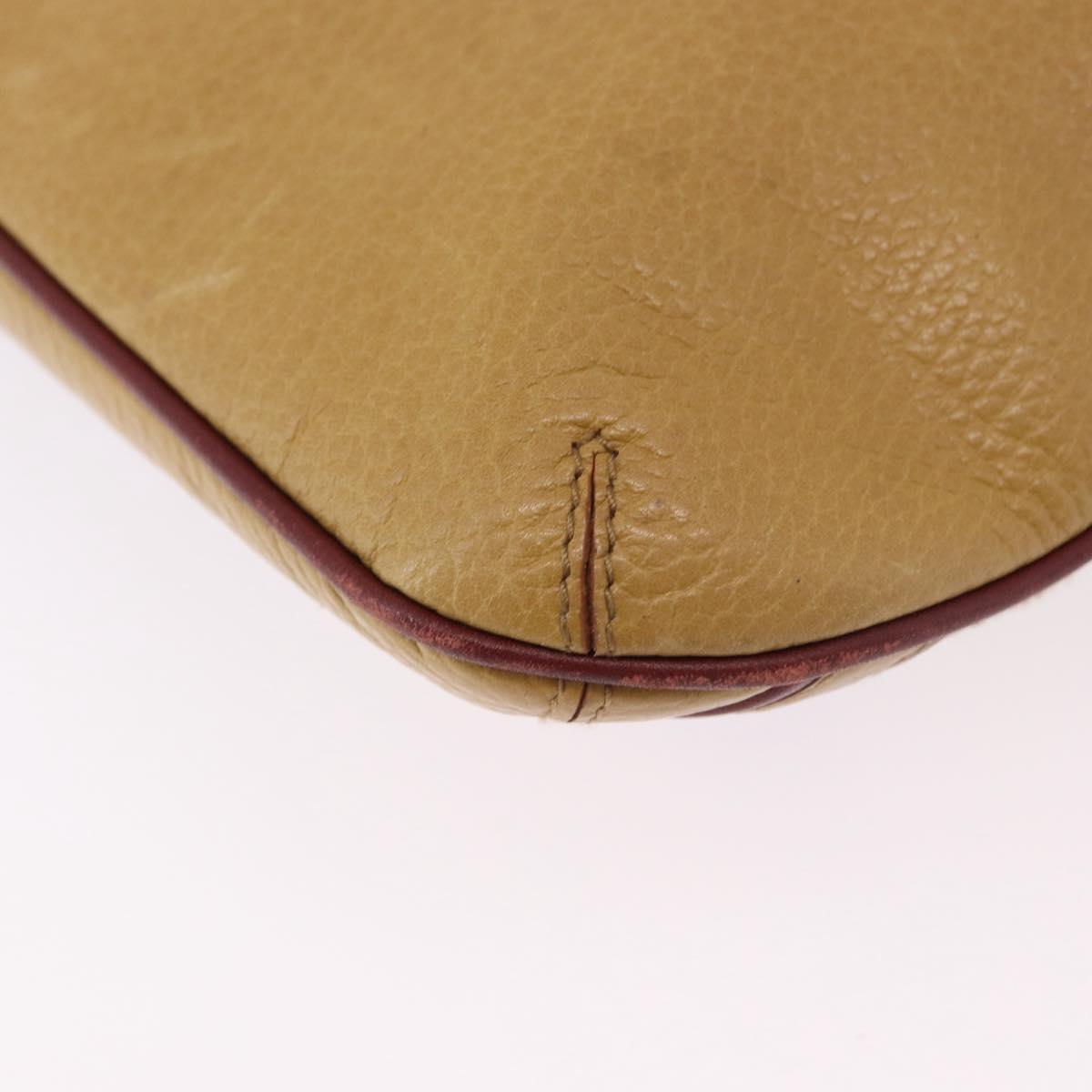 CARTIER Must Line Shoulder Bag Leather Beige Gold Auth BA14440