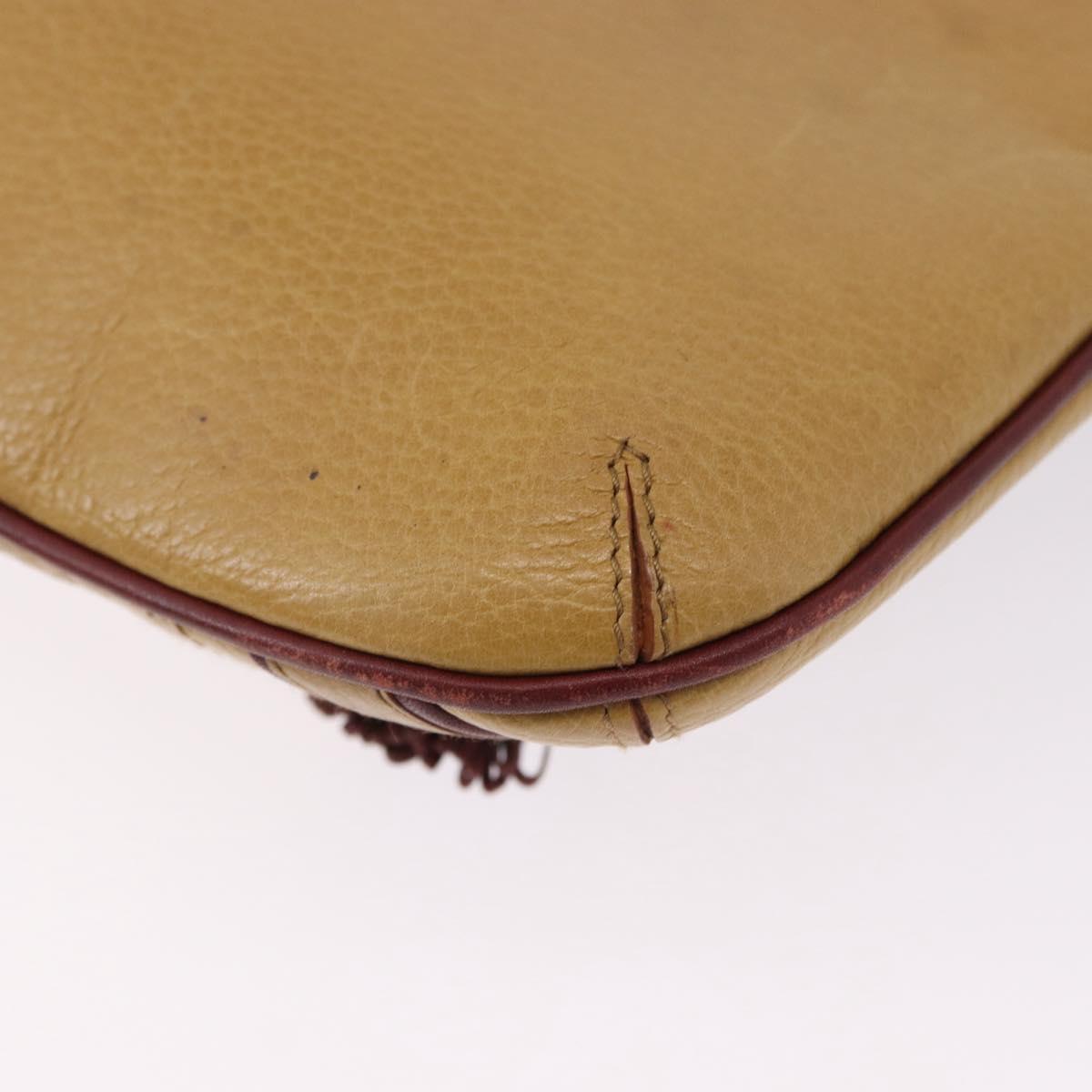 CARTIER Must Line Shoulder Bag Leather Beige Gold Auth BA14440