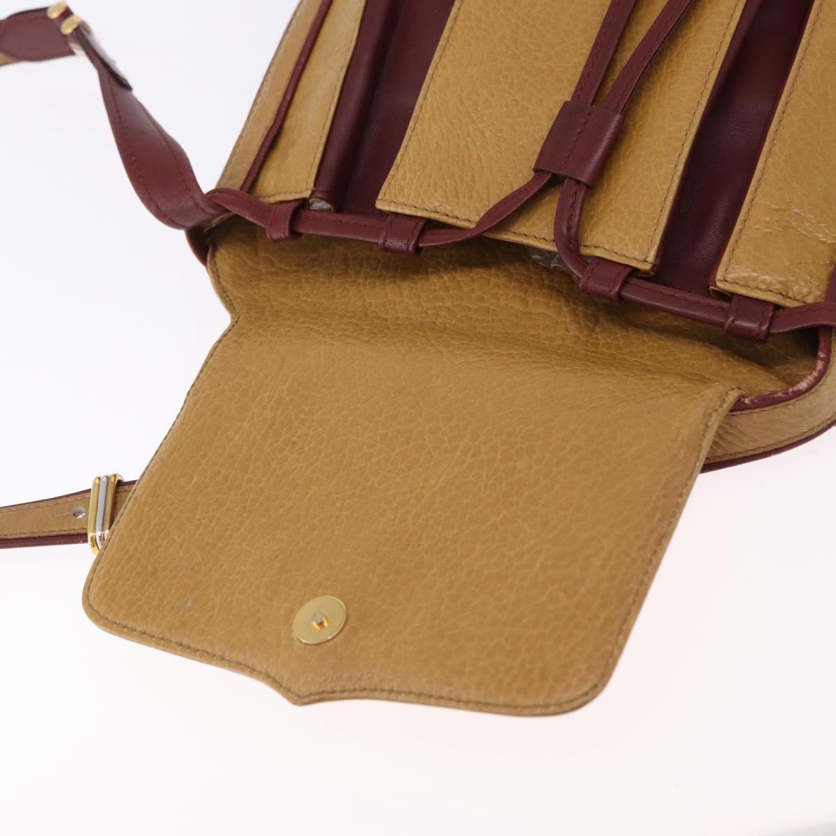 CARTIER Must Line Shoulder Bag Leather Beige Gold Auth BA14440