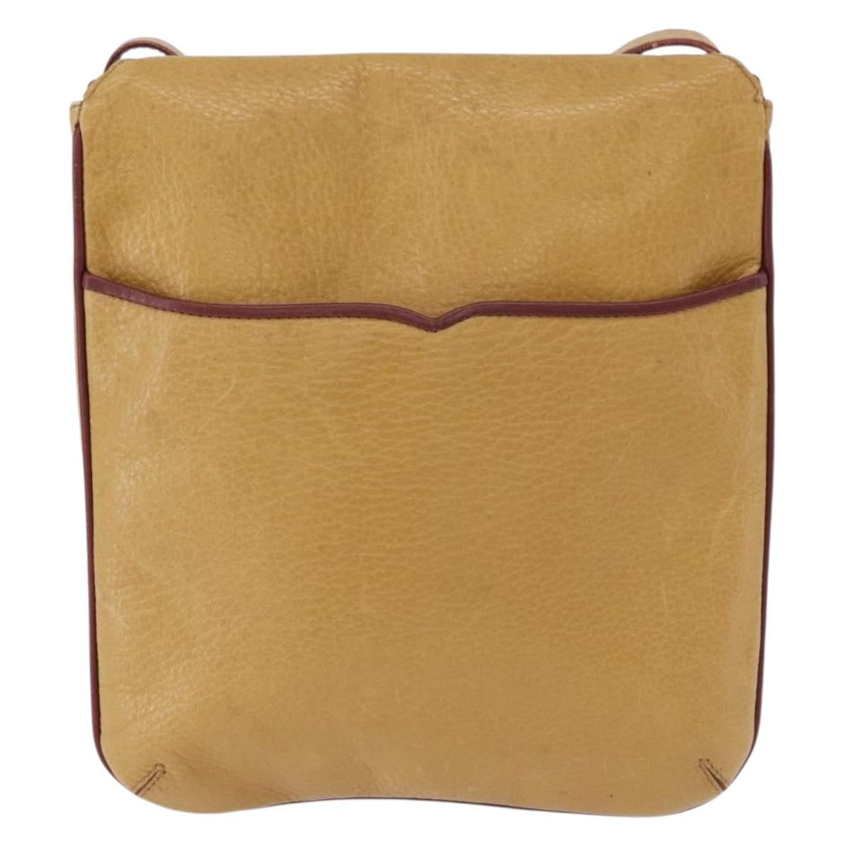 CARTIER Must Line Shoulder Bag Leather Beige Gold Auth BA14440