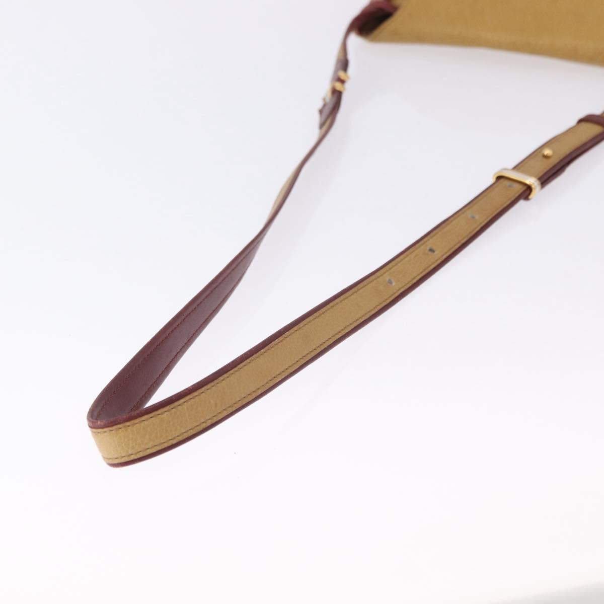 CARTIER Must Line Shoulder Bag Leather Beige Gold Auth BA14440