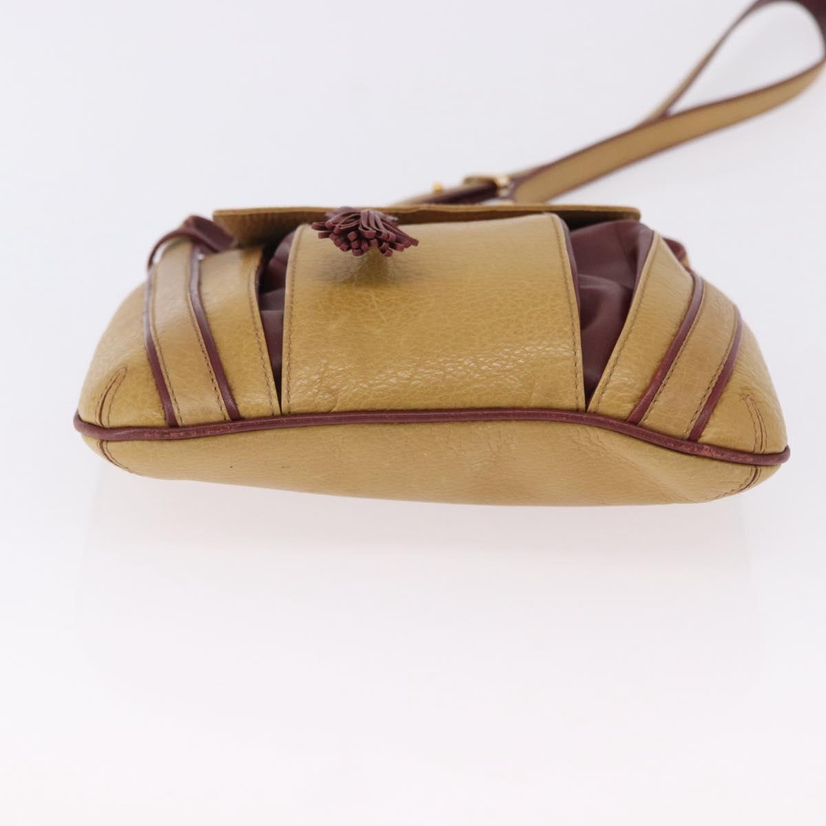 CARTIER Must Line Shoulder Bag Leather Beige Gold Auth BA14440