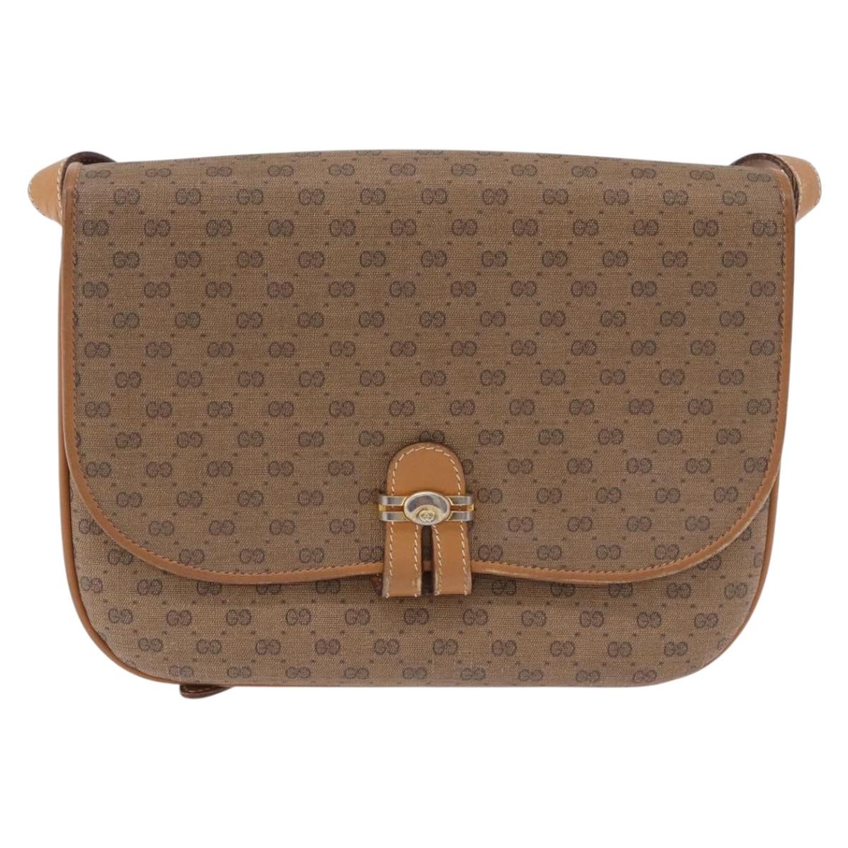 GUCCI Micro GG Supreme Shoulder Bag PVC Beige Gold 001 406 1780 Auth BA14455