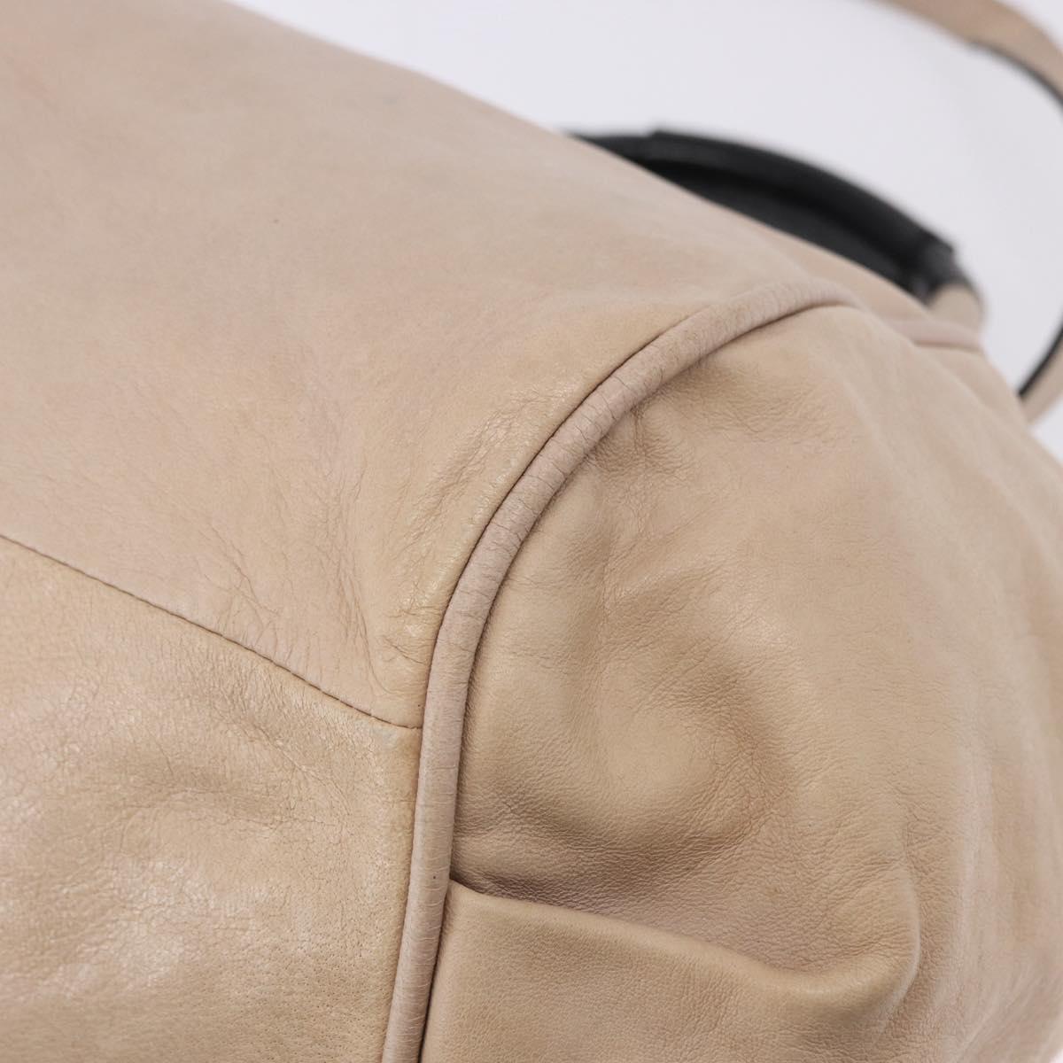 Chloe Etel Hand Bag Leather 2way Beige Gold Auth BA14456