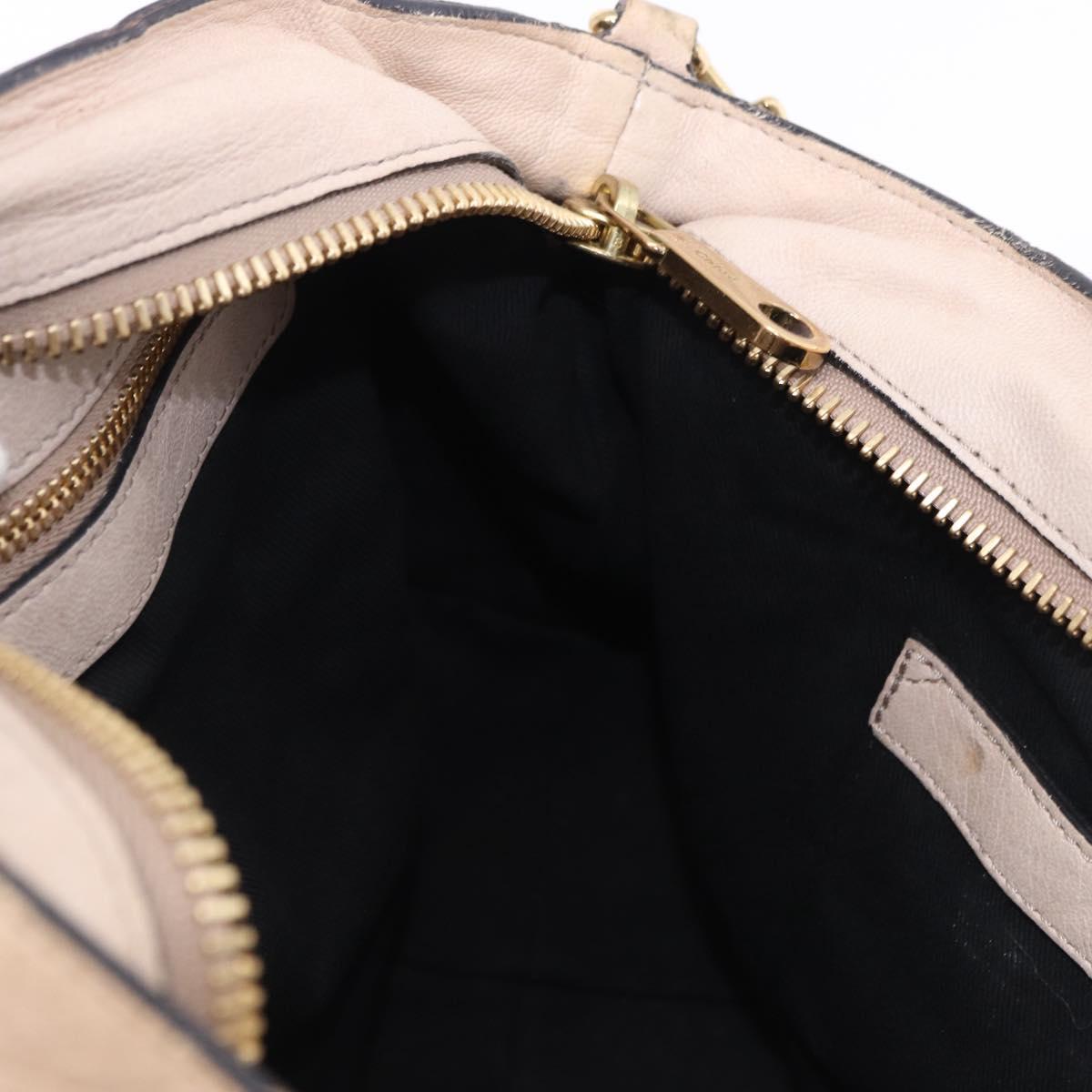 Chloe Etel Hand Bag Leather 2way Beige Gold Auth BA14456