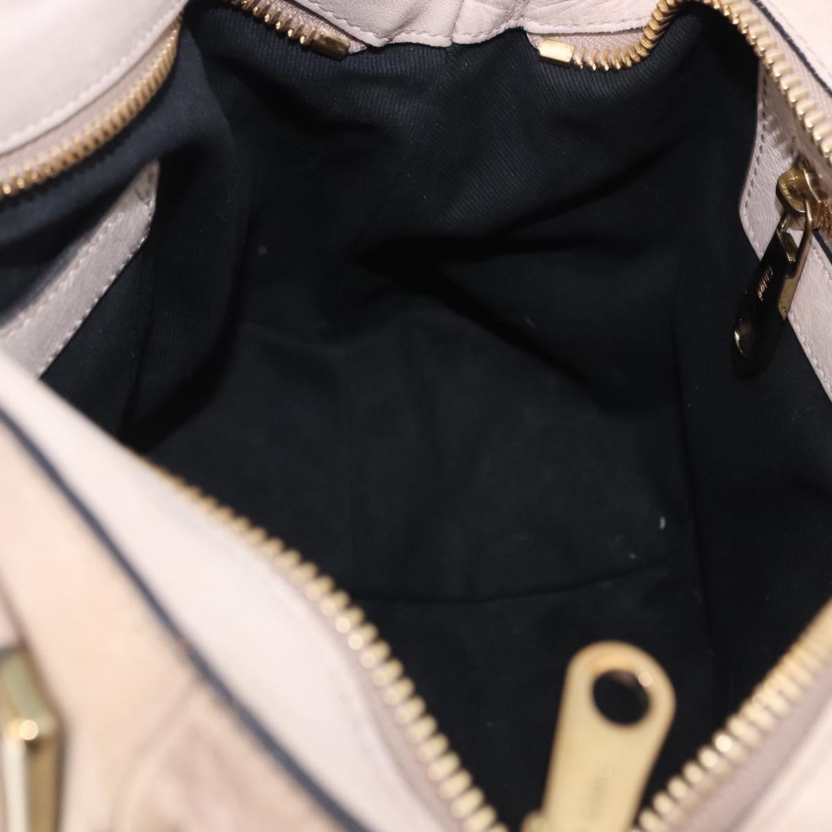 Chloe Etel Hand Bag Leather 2way Beige Gold Auth BA14456