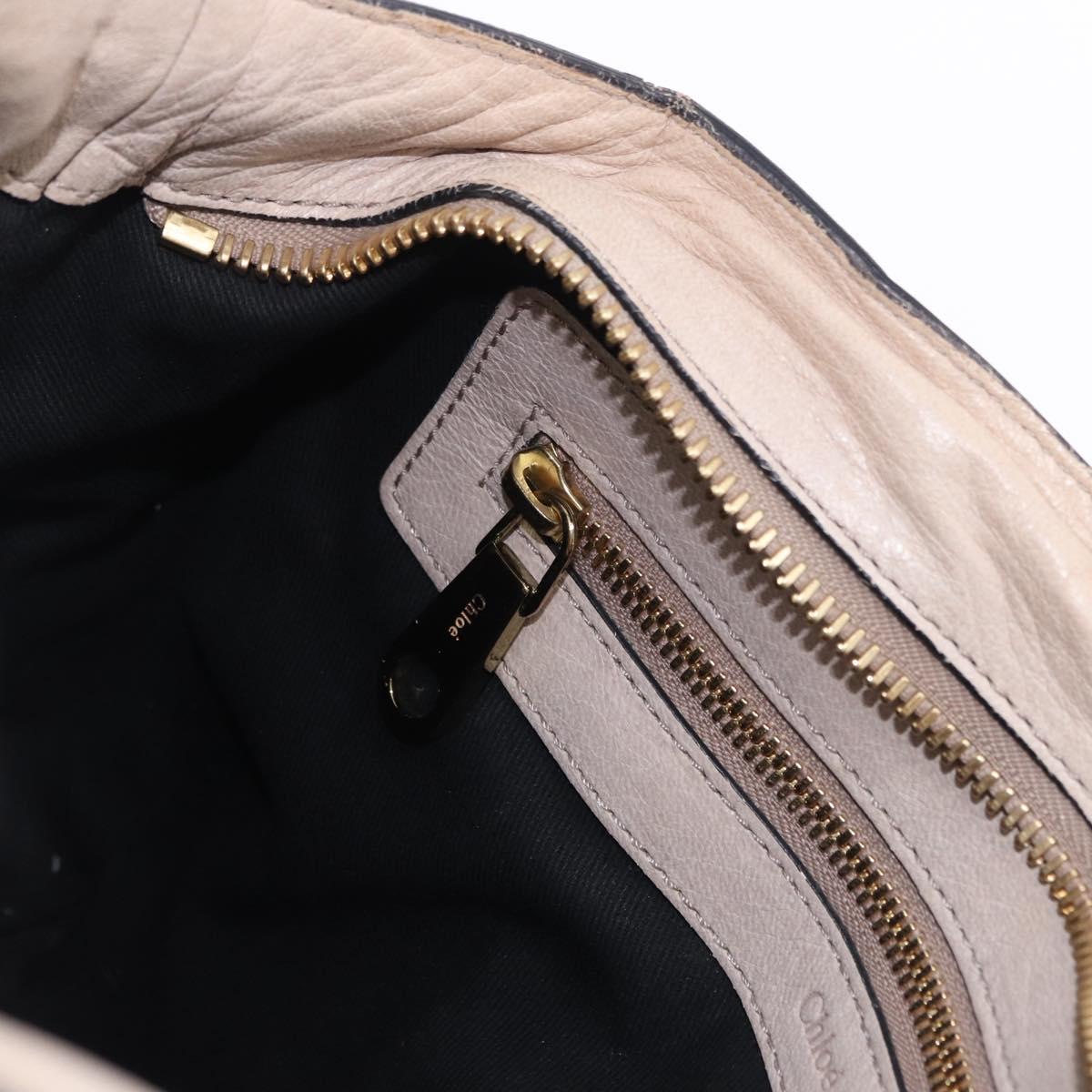 Chloe Etel Hand Bag Leather 2way Beige Gold Auth BA14456
