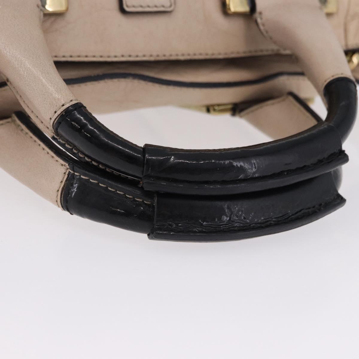 Chloe Etel Hand Bag Leather 2way Beige Gold Auth BA14456