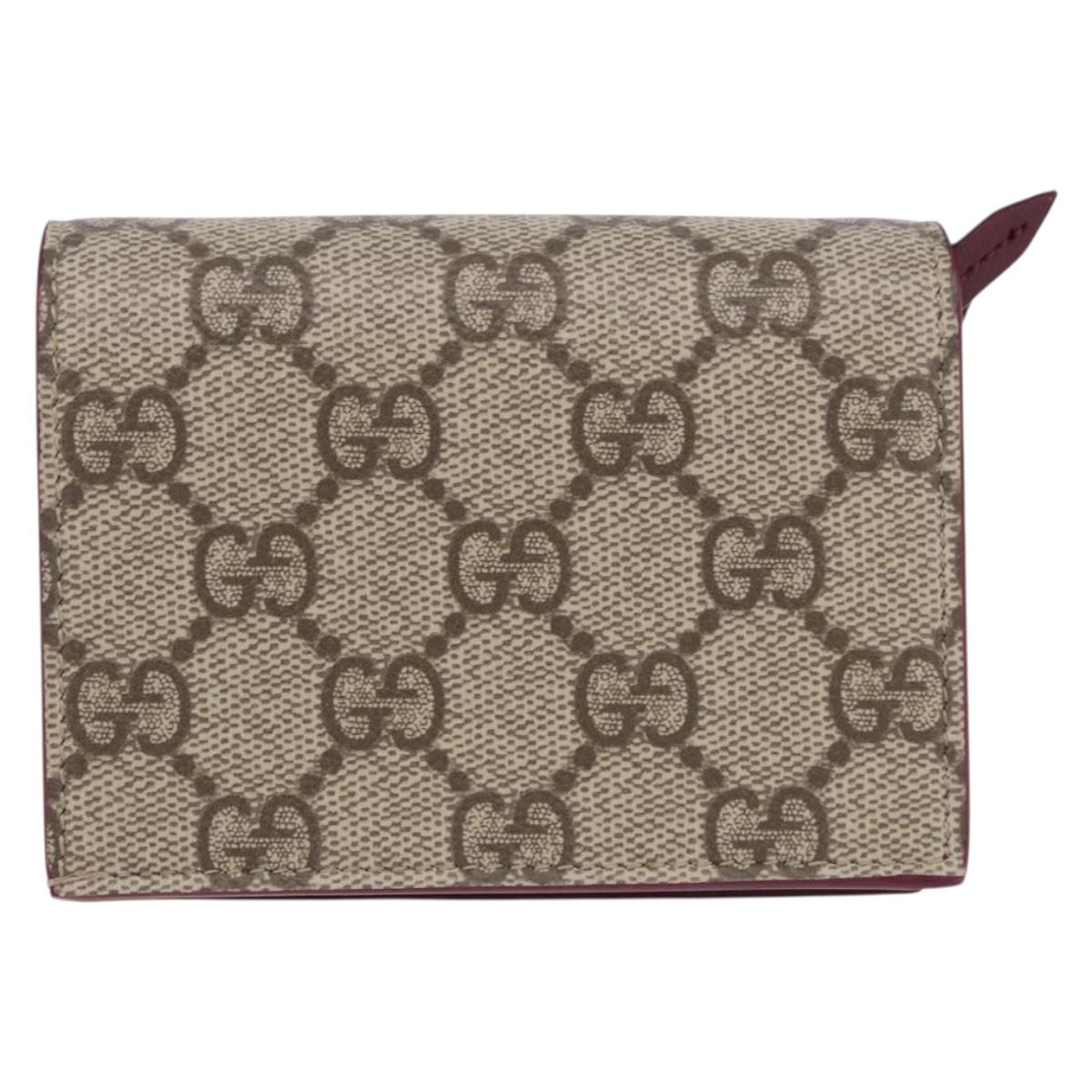 GUCCI GG Supreme Bifold Wallet PVC Beige Gold 818767 Auth BA14457M
