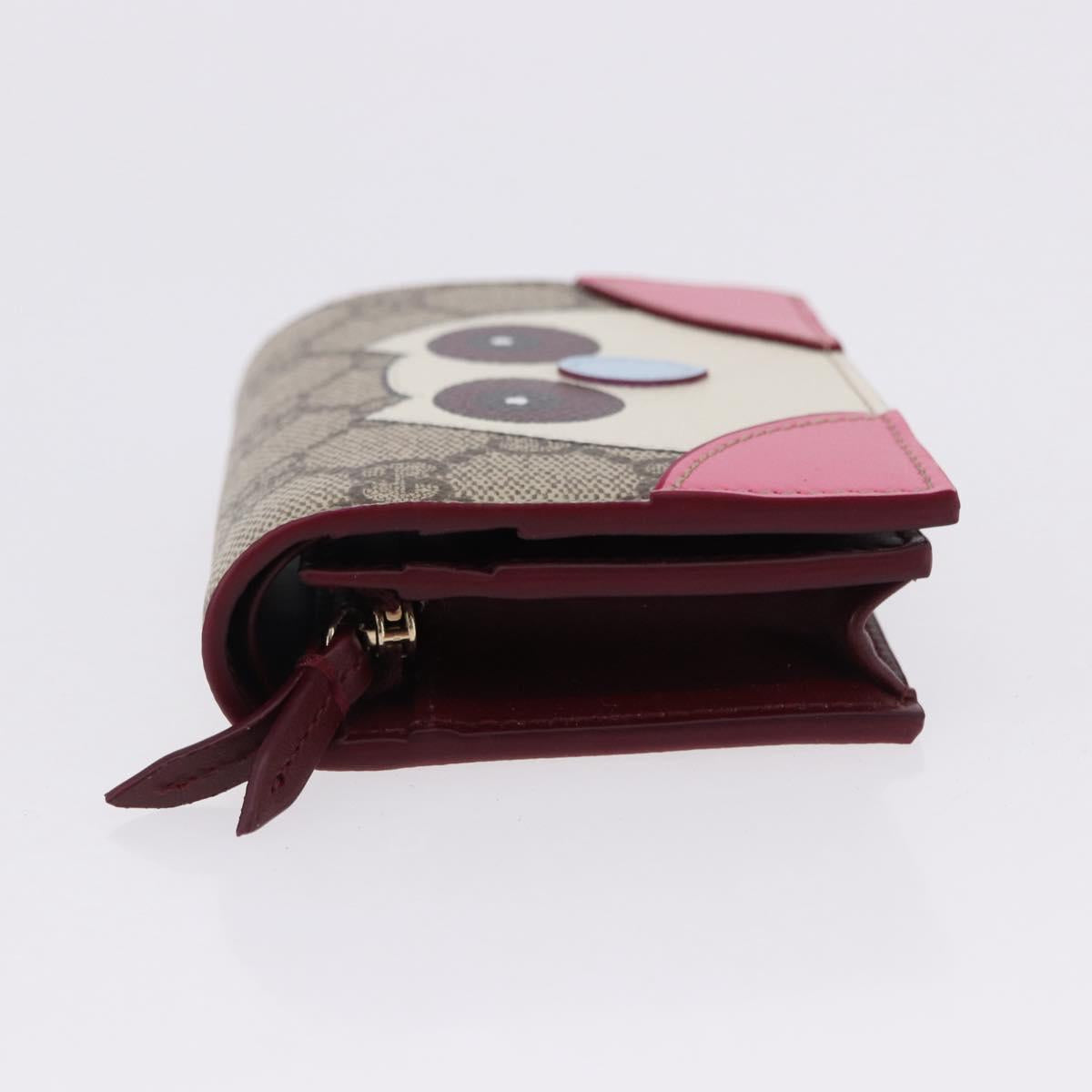 GUCCI GG Supreme Bifold Wallet PVC Beige Gold 818767 Auth BA14457M