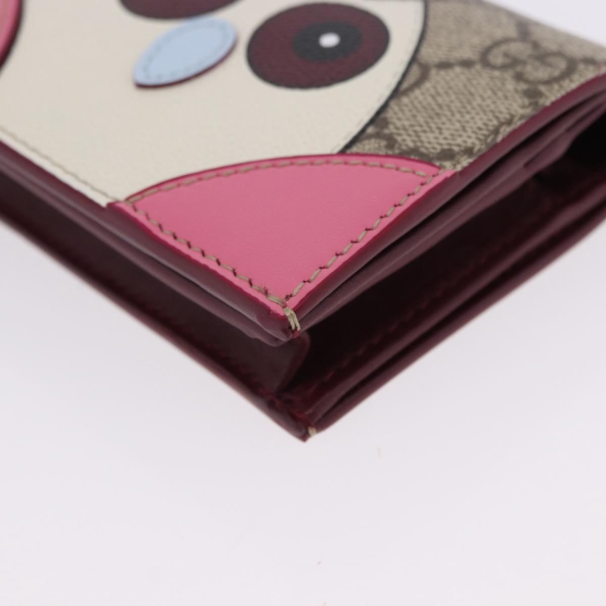 GUCCI GG Supreme Bifold Wallet PVC Beige Gold 818767 Auth BA14457M